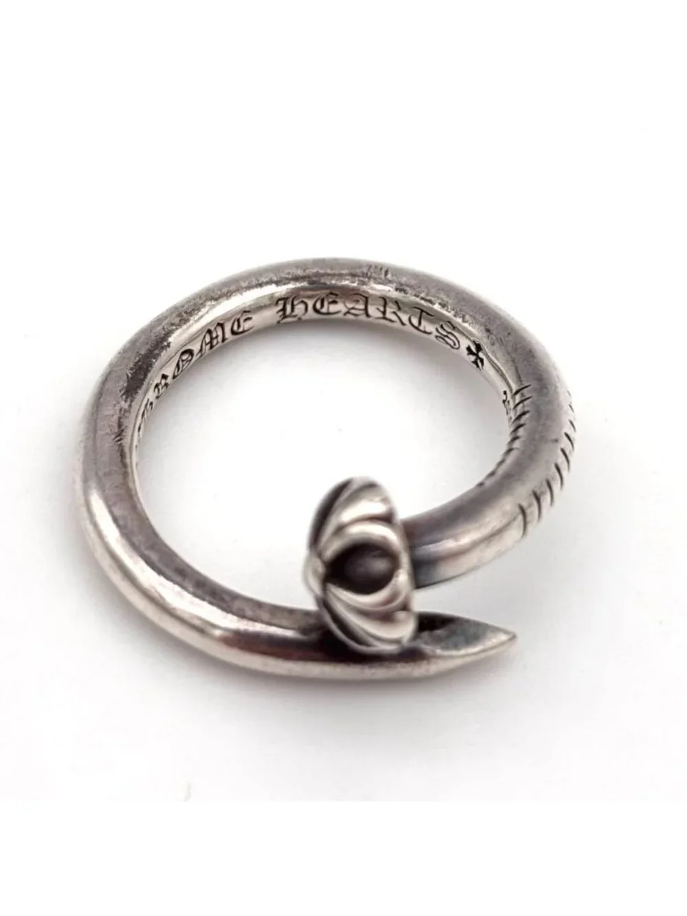 Chrome Hearts Nail Cross Ball Ring 925 Sterling Silver